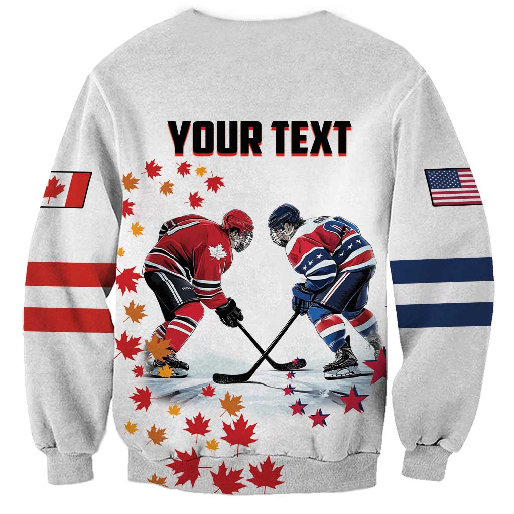 Custom USA vs Canada Ice Hockey Face Off Sweatshirt Stars Maple Leaf