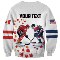 Custom USA vs Canada Ice Hockey Face Off Sweatshirt Stars Maple Leaf