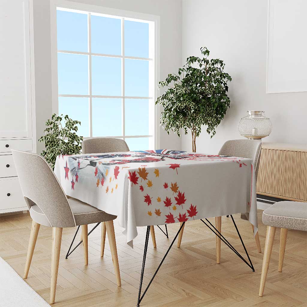 USA vs Canada Ice Hockey Face Off Tablecloth Stars Maple Leaf