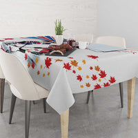 USA vs Canada Ice Hockey Face Off Tablecloth Stars Maple Leaf