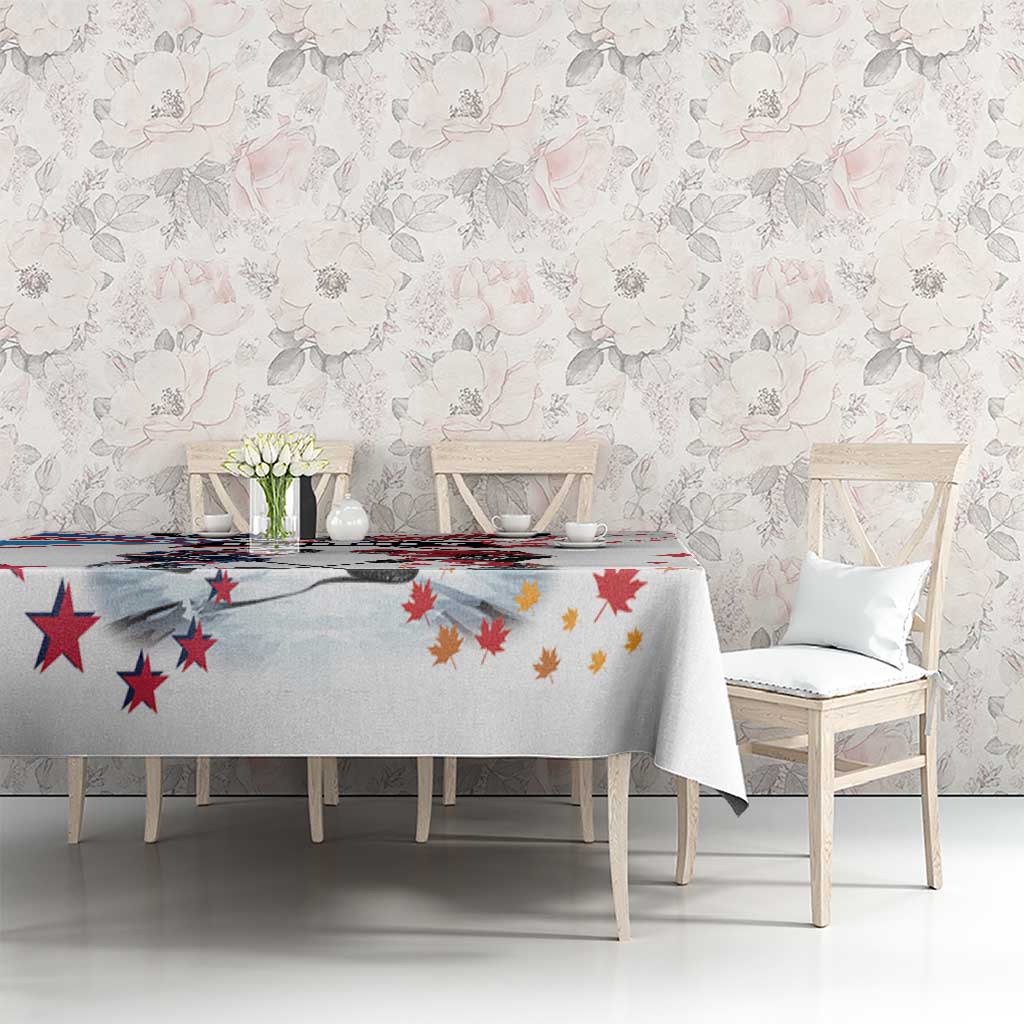 USA vs Canada Ice Hockey Face Off Tablecloth Stars Maple Leaf