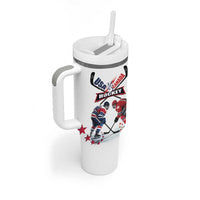 Custom USA Canada Ice Hockey Face Off Tumbler With Handle Stars Maple Leaf