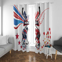 USA vs Canada Ice Hockey Face Off Window Curtain Stars Maple Leaf