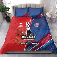 USA vs Canada Ice Hockey Face Off Bedding Set Hockey Championship