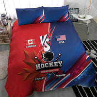 USA vs Canada Ice Hockey Face Off Bedding Set Hockey Championship
