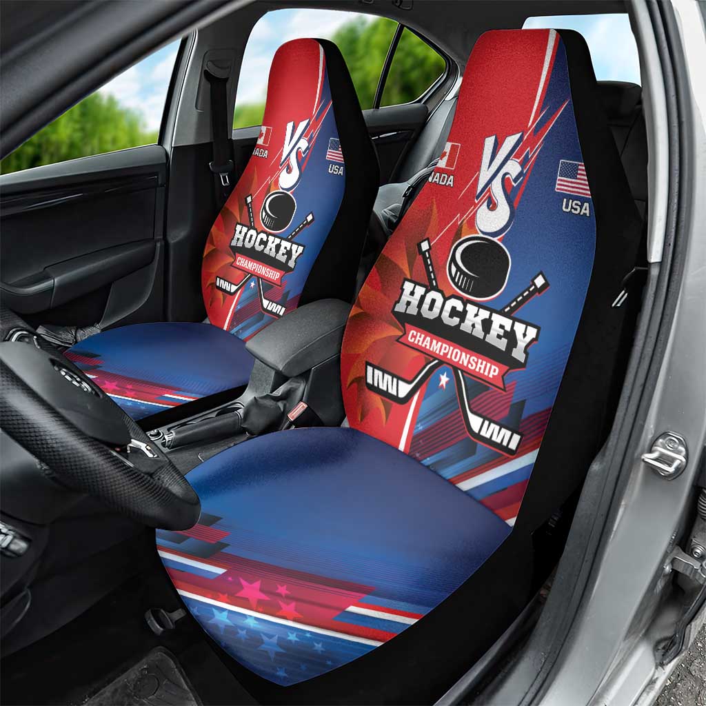 USA vs Canada Ice Hockey Face Off Car Seat Cover Hockey Championship