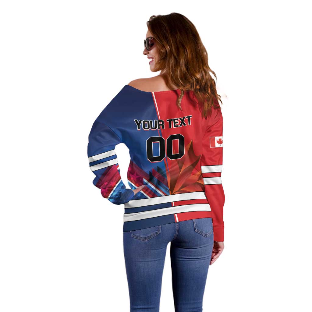 Custom USA vs Canada Ice Hockey Face Off Off Shoulder Sweater Hockey Championship