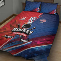 USA vs Canada Ice Hockey Face Off Quilt Bed Set Hockey Championship