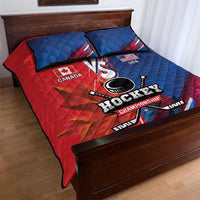 USA vs Canada Ice Hockey Face Off Quilt Bed Set Hockey Championship