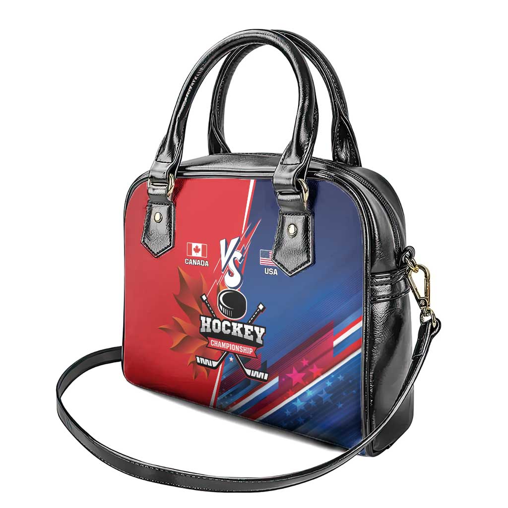 USA vs Canada Ice Hockey Face Off Shoulder Handbag Hockey Championship