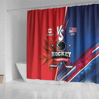 USA vs Canada Ice Hockey Face Off Shower Curtain Hockey Championship