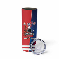 Custom USA Canada Ice Hockey Face Off Skinny Tumbler Hockey Championship