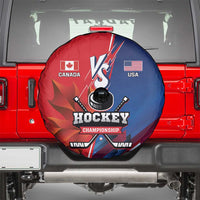 USA vs Canada Ice Hockey Face Off Spare Tire Cover Hockey Championship