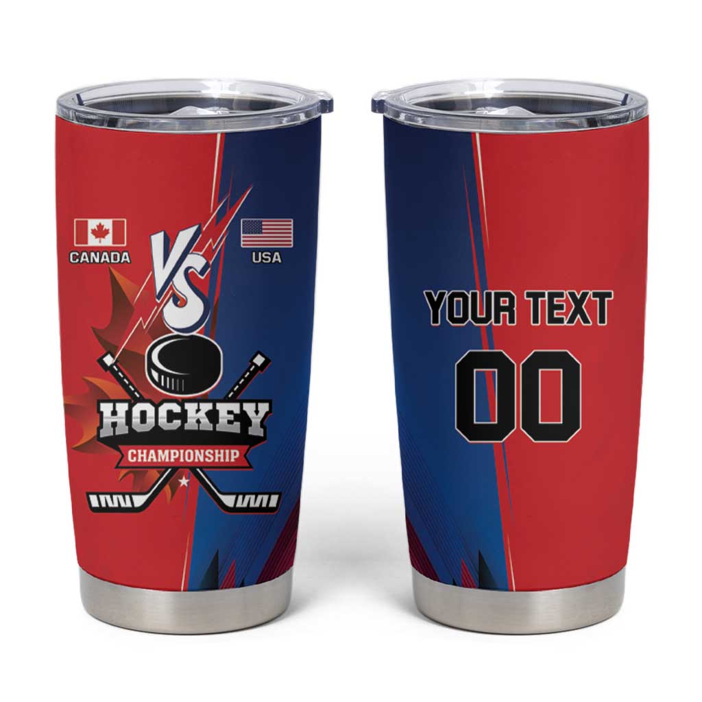 Custom USA Canada Ice Hockey Face Off Tumbler Cup Hockey Championship
