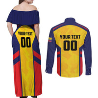 Custom Ecuador Rugby Couples Matching Off Shoulder Maxi Dress and Long Sleeve Button Shirt Los Piqueros Go Champions