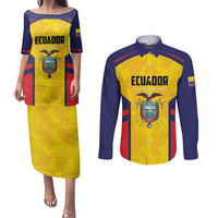 Custom Ecuador Rugby Couples Matching Puletasi and Long Sleeve Button Shirt Los Piqueros Go Champions