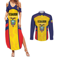 Custom Ecuador Rugby Couples Matching Summer Maxi Dress and Long Sleeve Button Shirt Los Piqueros Go Champions