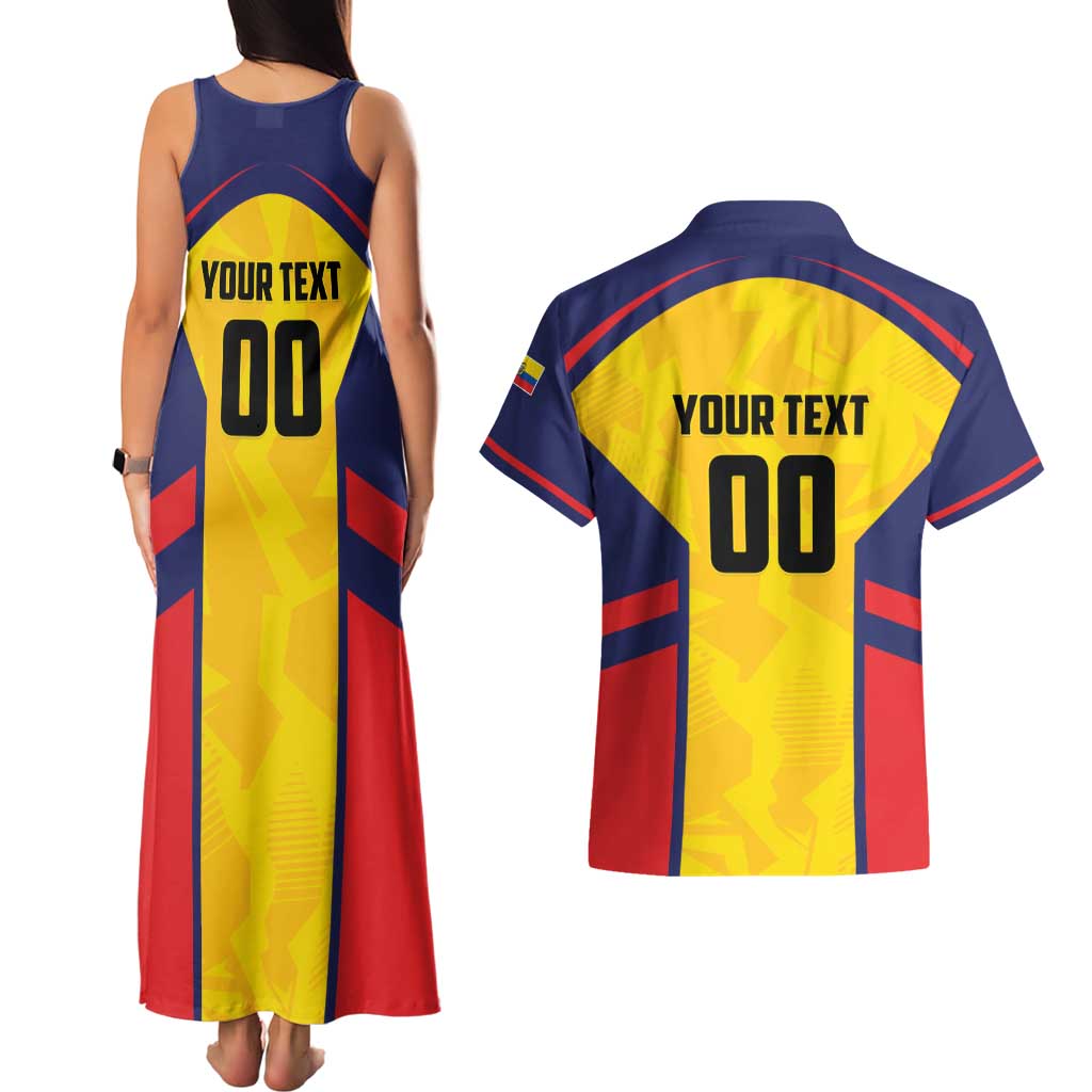 Custom Ecuador Rugby Couples Matching Tank Maxi Dress and Hawaiian Shirt Los Piqueros Go Champions