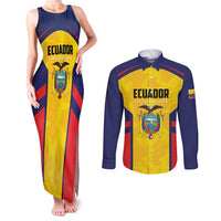 Custom Ecuador Rugby Couples Matching Tank Maxi Dress and Long Sleeve Button Shirt Los Piqueros Go Champions