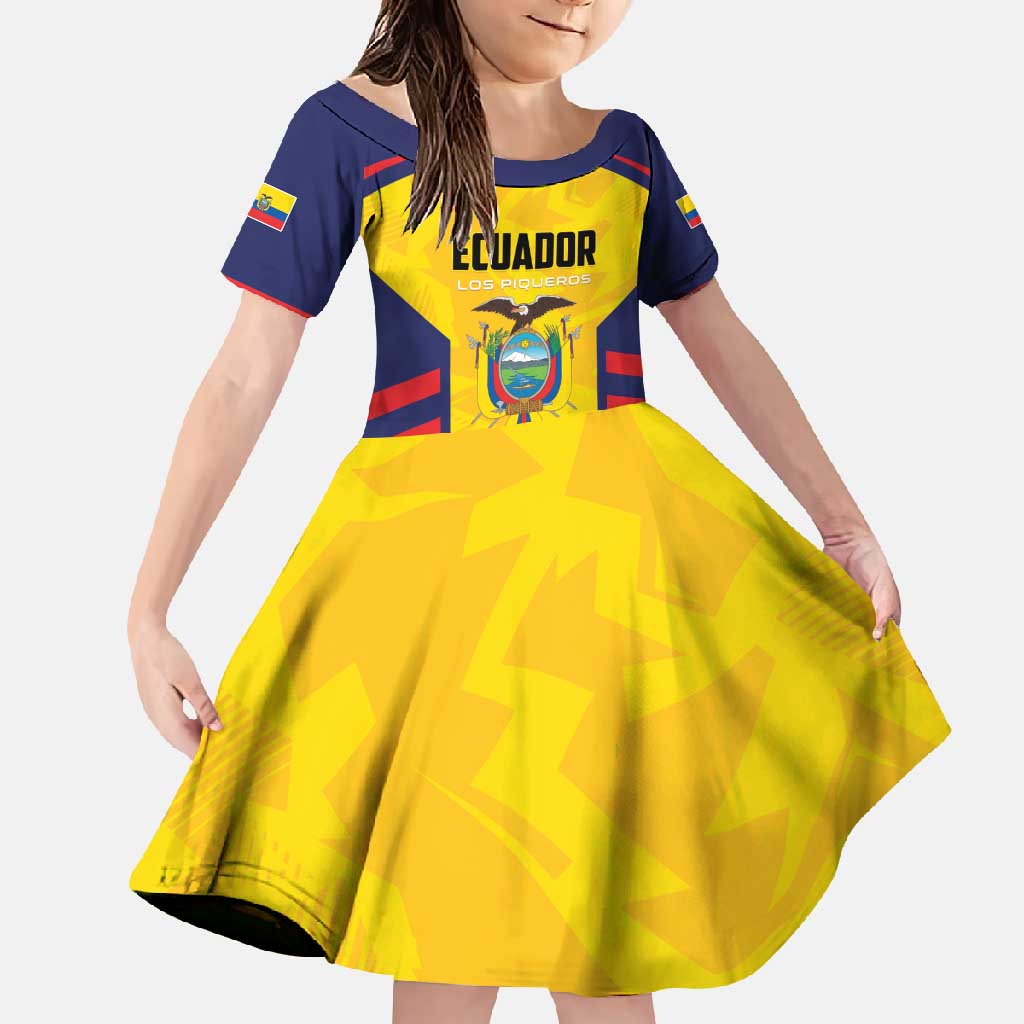 Custom Ecuador Rugby Family Matching Off Shoulder Maxi Dress and Hawaiian Shirt Los Piqueros Go Champions