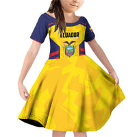 Custom Ecuador Rugby Family Matching Off Shoulder Short Dress and Hawaiian Shirt Los Piqueros Go Champions