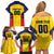 Custom Ecuador Rugby Family Matching Off Shoulder Short Dress and Hawaiian Shirt Los Piqueros Go Champions