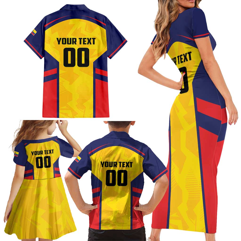 Custom Ecuador Rugby Family Matching Short Sleeve Bodycon Dress and Hawaiian Shirt Los Piqueros Go Champions