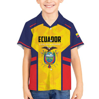 Custom Ecuador Rugby Family Matching Short Sleeve Bodycon Dress and Hawaiian Shirt Los Piqueros Go Champions