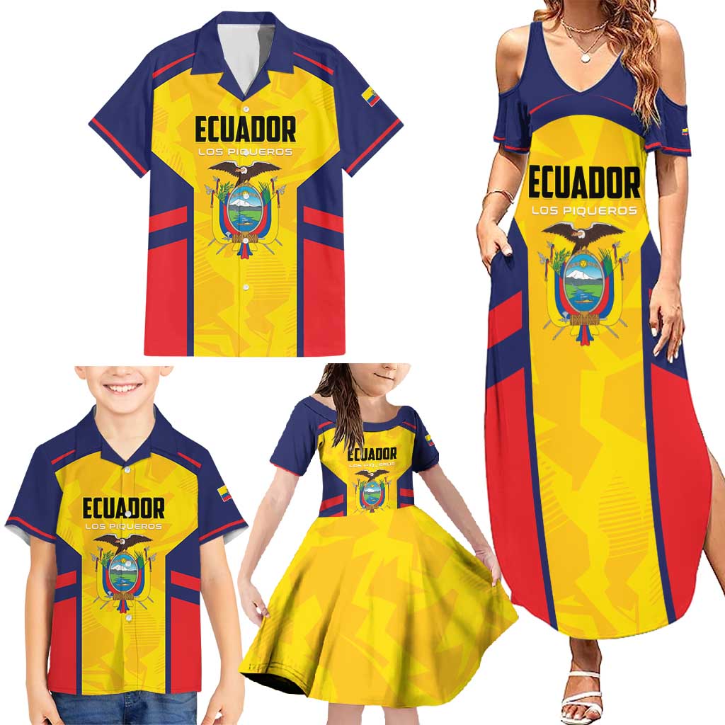 Custom Ecuador Rugby Family Matching Summer Maxi Dress and Hawaiian Shirt Los Piqueros Go Champions