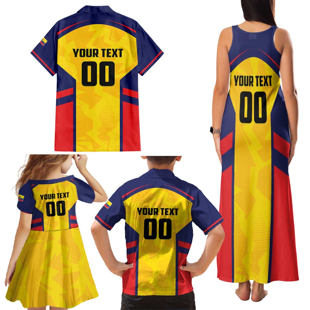 Custom Ecuador Rugby Family Matching Tank Maxi Dress and Hawaiian Shirt Los Piqueros Go Champions