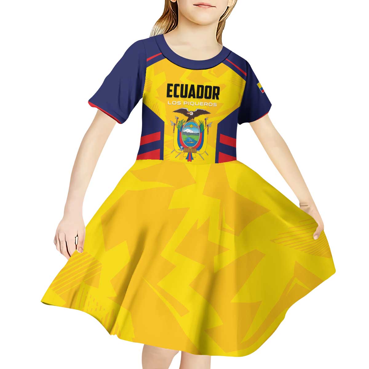 Custom Ecuador Rugby Kid Short Sleeve Dress Los Piqueros Go Champions
