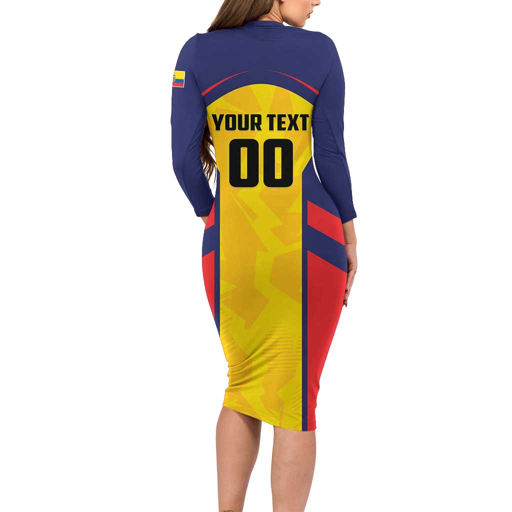 Custom Ecuador Rugby Long Sleeve Bodycon Dress Los Piqueros Go Champions