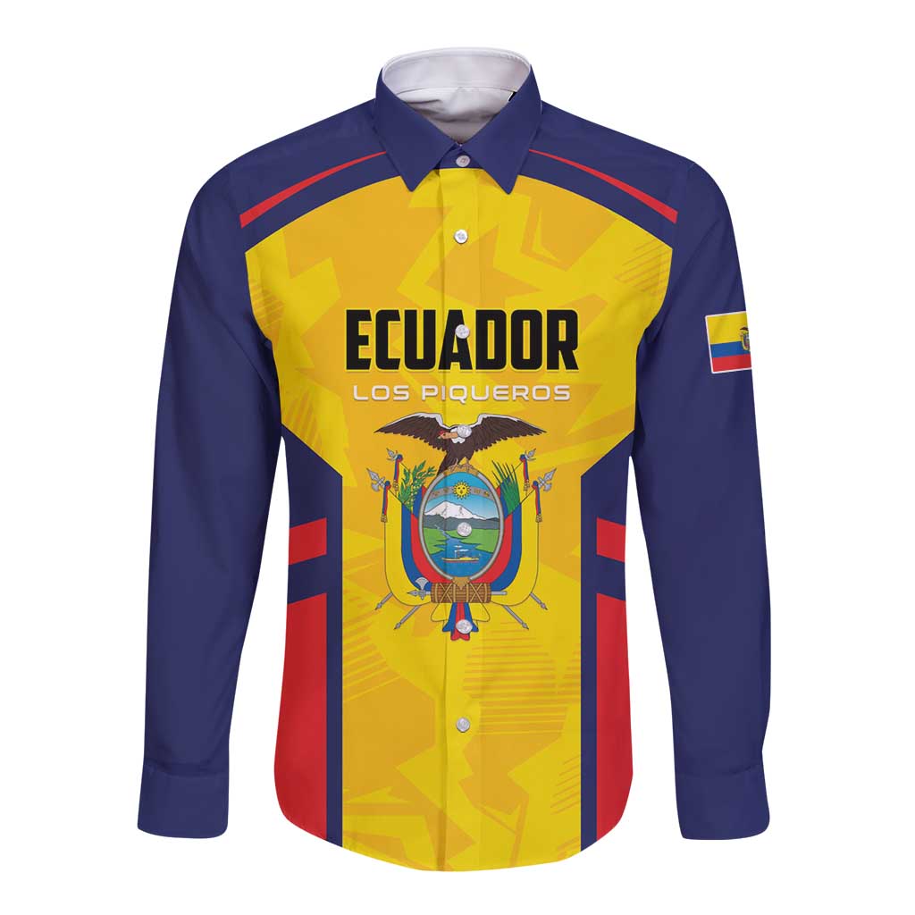 Custom Ecuador Rugby Long Sleeve Button Shirt Los Piqueros Go Champions