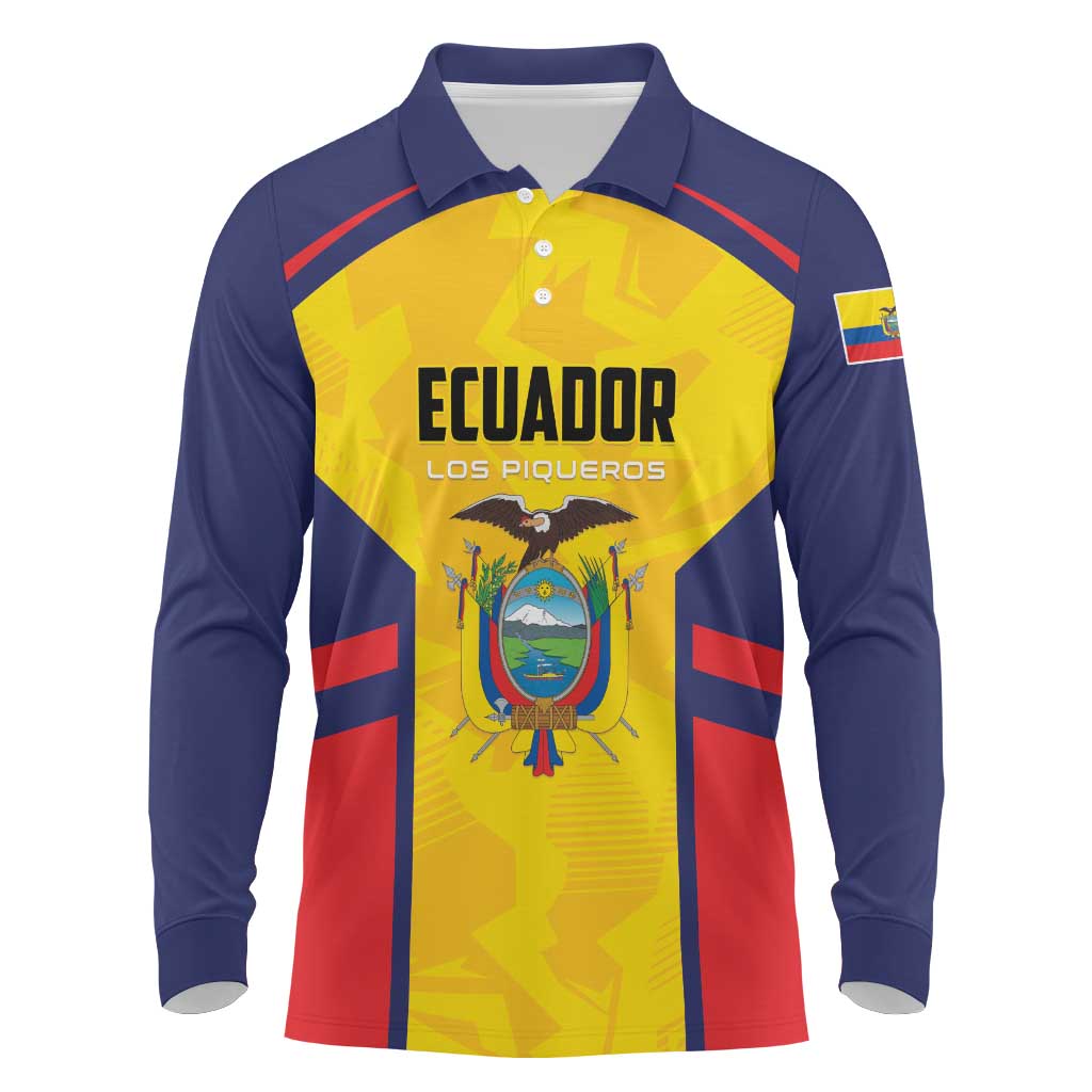 Custom Ecuador Rugby Long Sleeve Polo Shirt Los Piqueros Go Champions