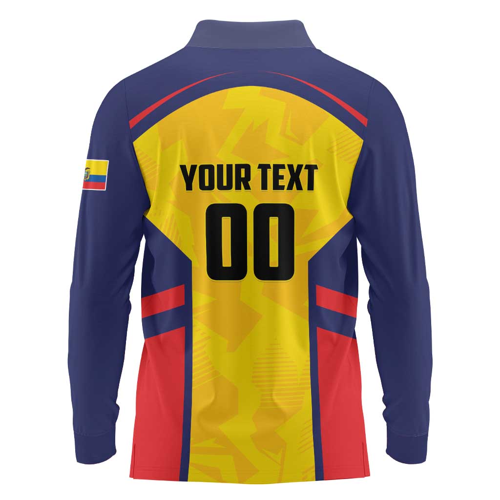Custom Ecuador Rugby Long Sleeve Polo Shirt Los Piqueros Go Champions