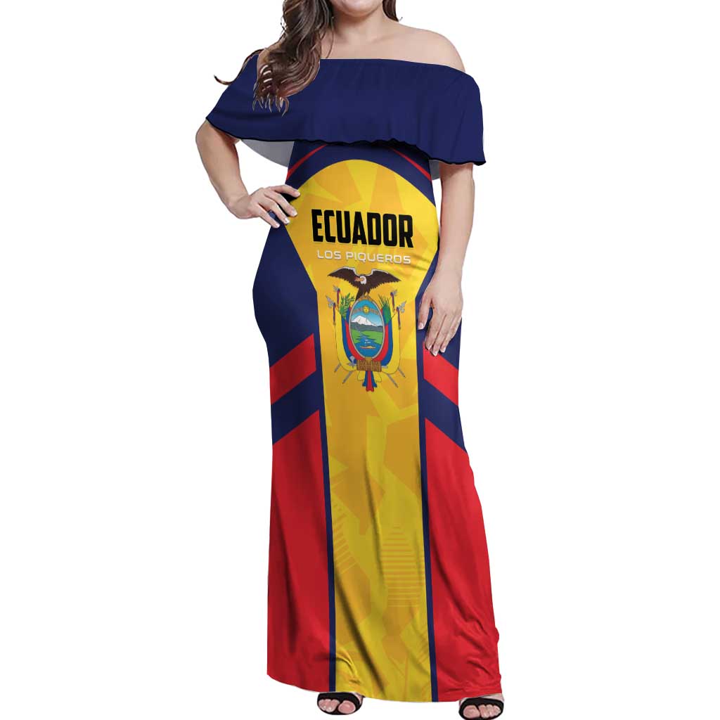 Custom Ecuador Rugby Off Shoulder Maxi Dress Los Piqueros Go Champions
