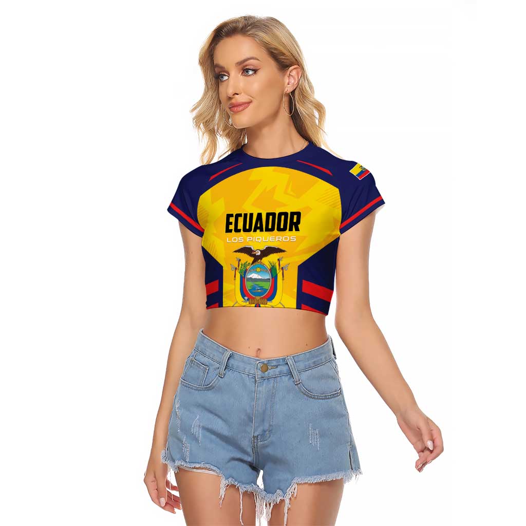 Custom Ecuador Rugby Raglan Cropped T Shirt Los Piqueros Go Champions