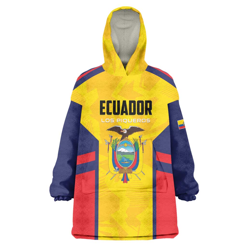 Custom Ecuador Rugby Wearable Blanket Hoodie Los Piqueros Go Champions
