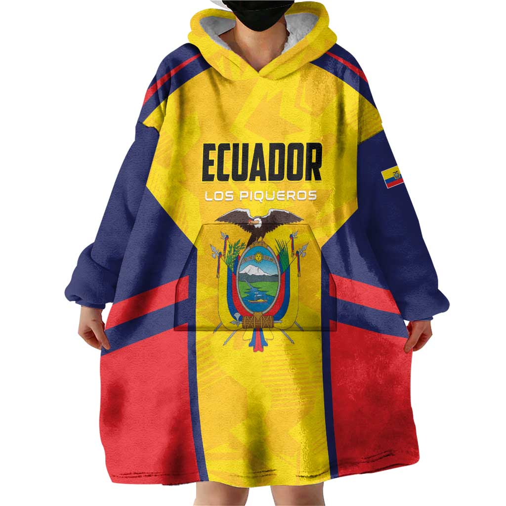 Custom Ecuador Rugby Wearable Blanket Hoodie Los Piqueros Go Champions