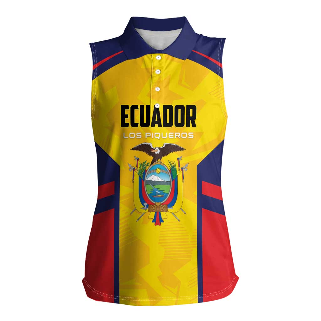 Custom Ecuador Rugby Women Sleeveless Polo Shirt Los Piqueros Go Champions