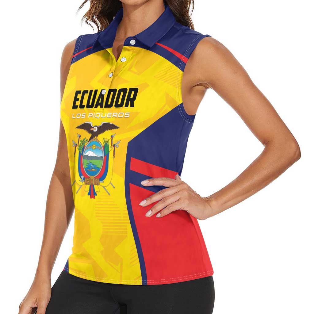 Custom Ecuador Rugby Women Sleeveless Polo Shirt Los Piqueros Go Champions