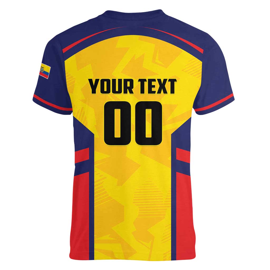 Custom Ecuador Rugby Women V-Neck T-Shirt Los Piqueros Go Champions