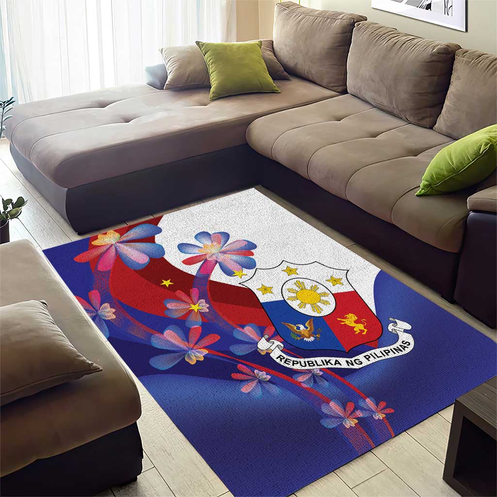 Philippines Sun Plumeria Floral Area Rug Unique Stylized