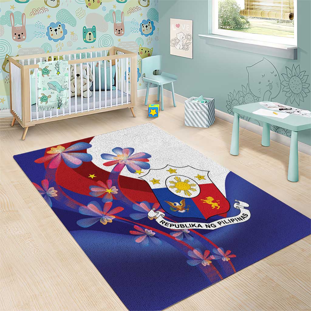 Philippines Sun Plumeria Floral Area Rug Unique Stylized