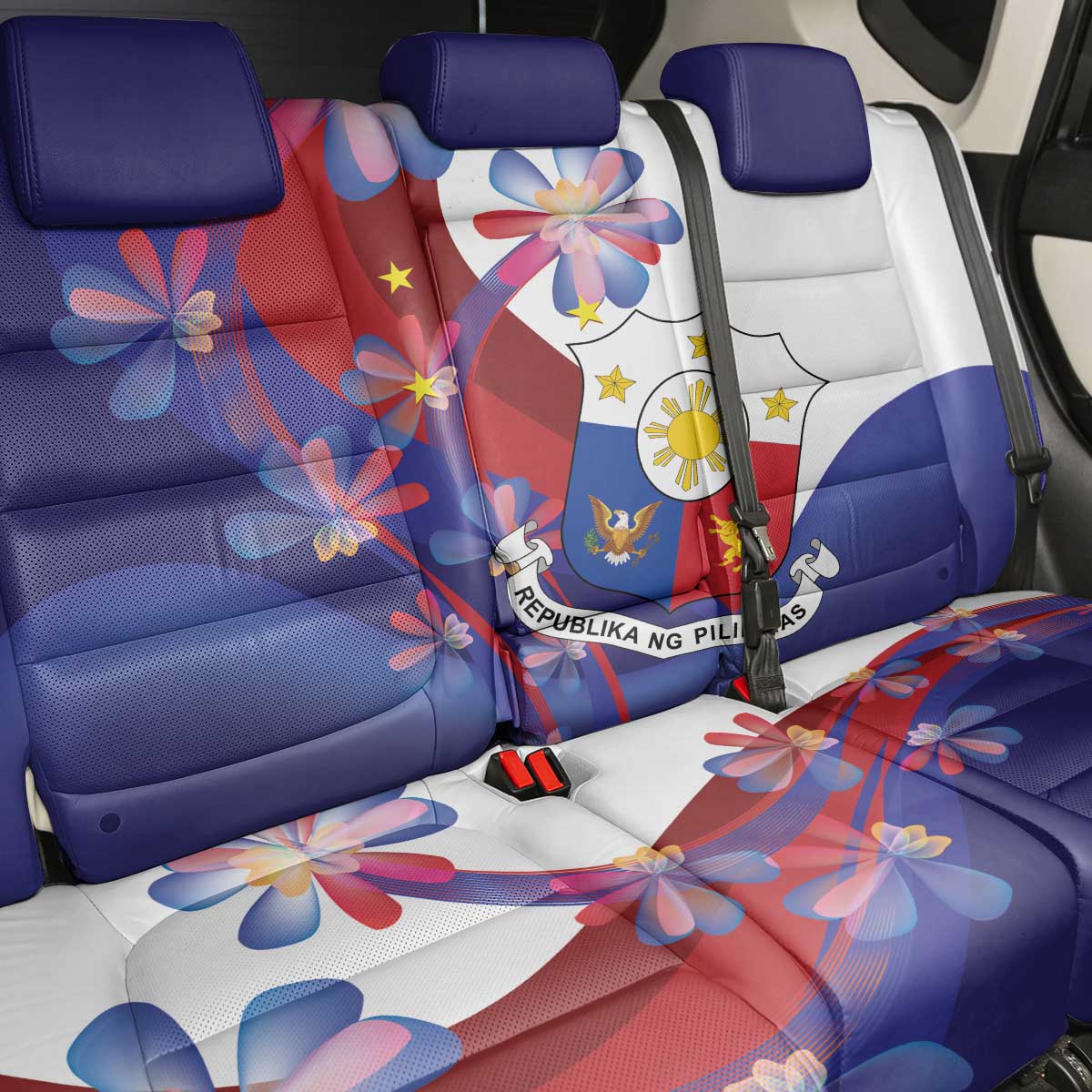 Philippines Sun Plumeria Floral Back Car Seat Cover Unique Stylized