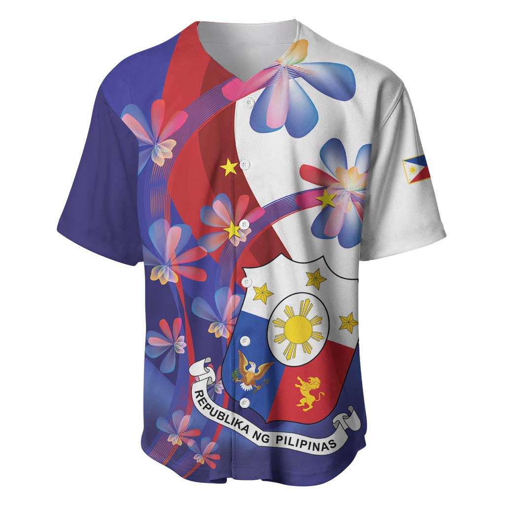 Philippines Sun Plumeria Floral Baseball Jersey Unique Stylized