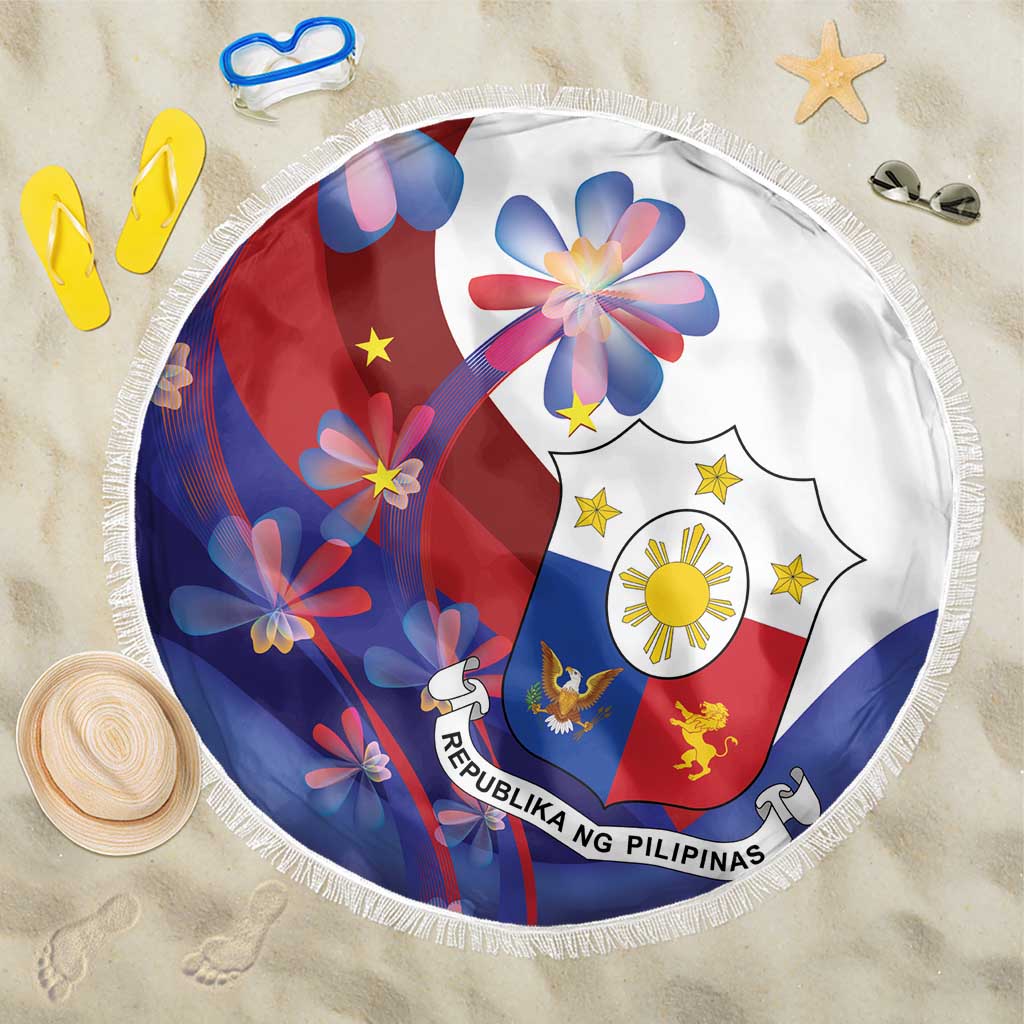 Philippines Sun Plumeria Floral Beach Blanket Unique Stylized