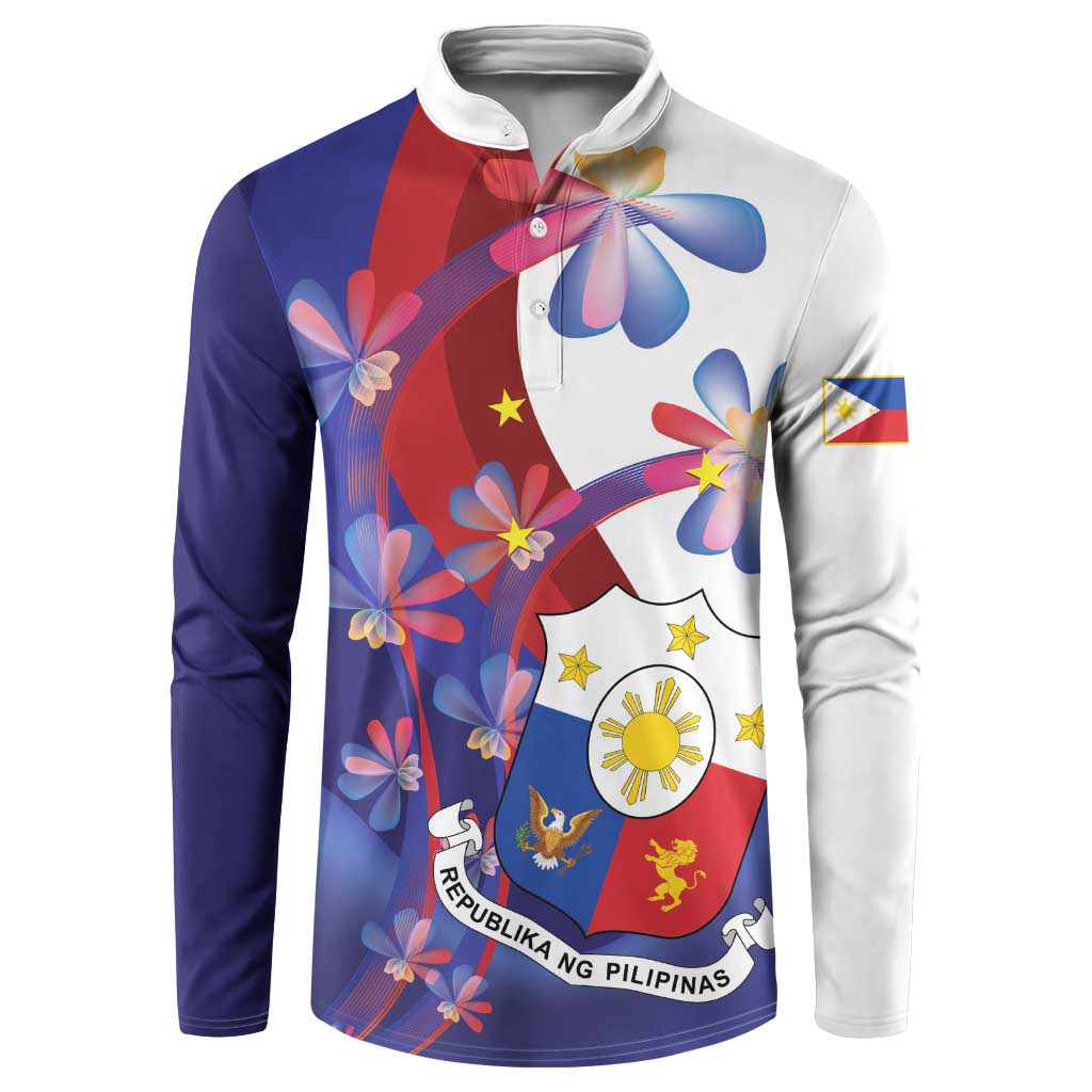 Philippines Sun Plumeria Floral Button Sweatshirt Unique Stylized