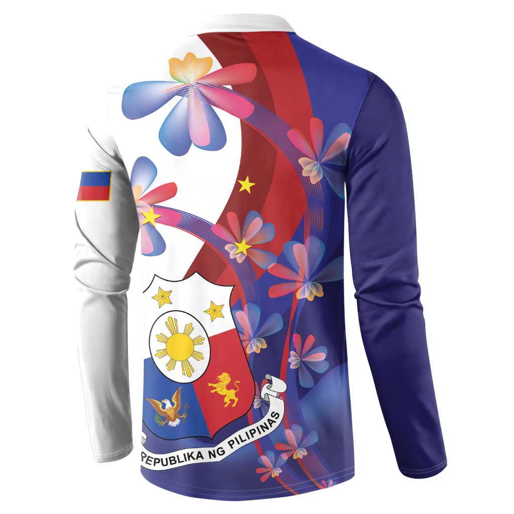 Philippines Sun Plumeria Floral Button Sweatshirt Unique Stylized