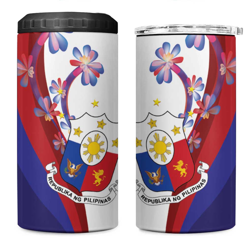 Philippines Sun Plumeria Floral 4 in 1 Can Cooler Tumbler Unique Stylized